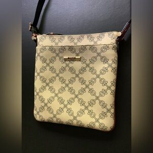 Tous Vintage Cream and Black Crossbody Bag with Monogram Pattern